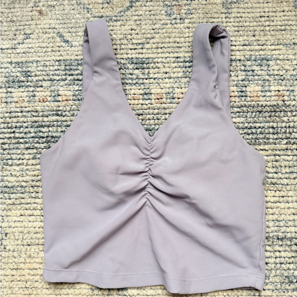 WILO The Label Lavender Ruched Crop Top sports Bra